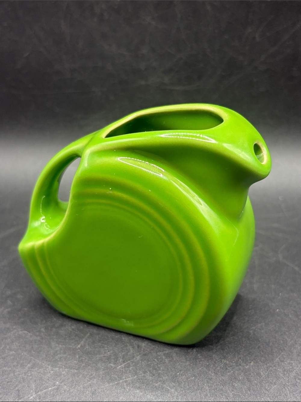Fiesta Vintage Mini Green Disk Pitcher Fiestaware Pottery Creamer Pourer Jug